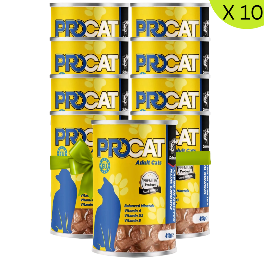BUY 9 + 1 FREE Procat Wet Food For Adult Cat Salmon 415G Petfast.shop ProCat Bundles Cat Exclude Food Wet Food petfast.shop Egypt PBU5395S Default Title 675.00