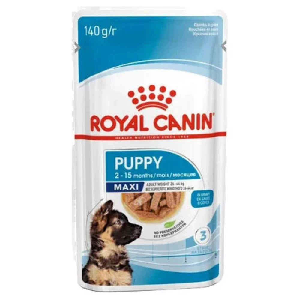 Royal Canin Puppy Maxi food pouch packaging