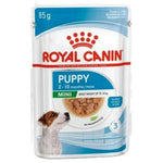 Royal Canin Puppy food pouch for mini breeds on a white background