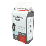 Bag of dog training pads with illustrations on a white background