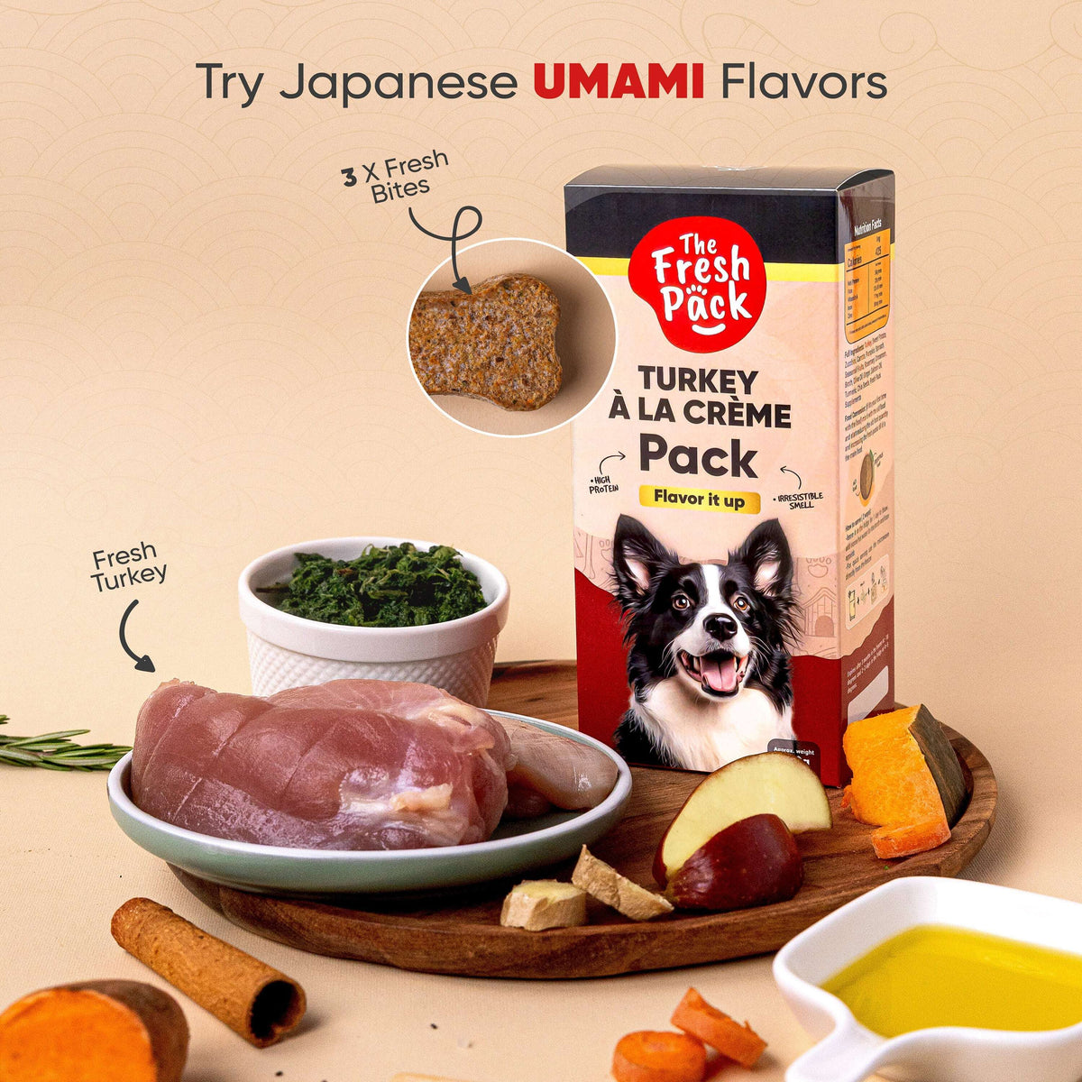The Fresh Pack Turkey à la Crème For Dogs - "UMAMI" 450 Grams.