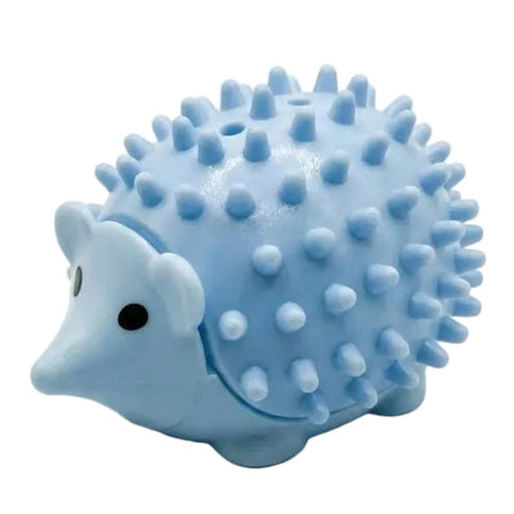 Blue hedgehog-shaped toy on a white background