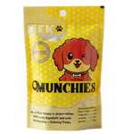Yellow package of Munchies dog treats with a red dog illustration on a white background