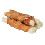 Three rolled-up items with a white background