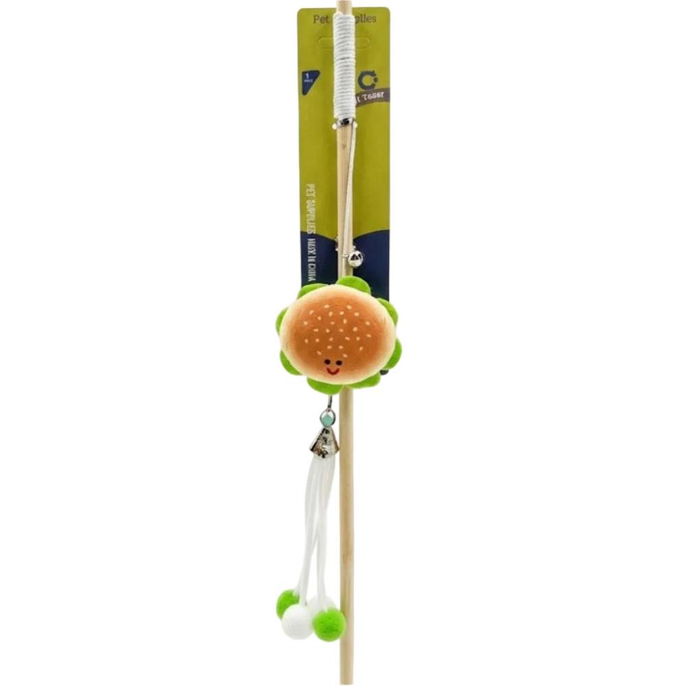 Beverage straw with a cute hamburger-shaped end on a white background
