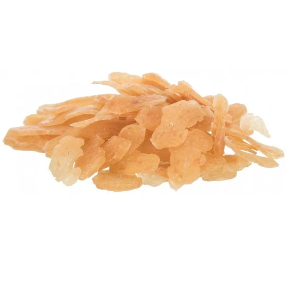 Dried orange slices on a white background