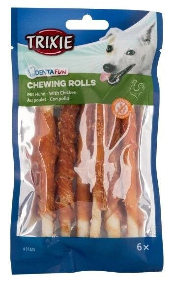 Trixie Denta Fun 6 Chicken Chewing Rolls Dog Chews 70g