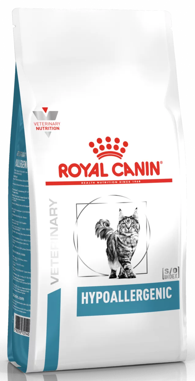 Royal Canin Hypoallergenic All Breeds Adult Cat Food.