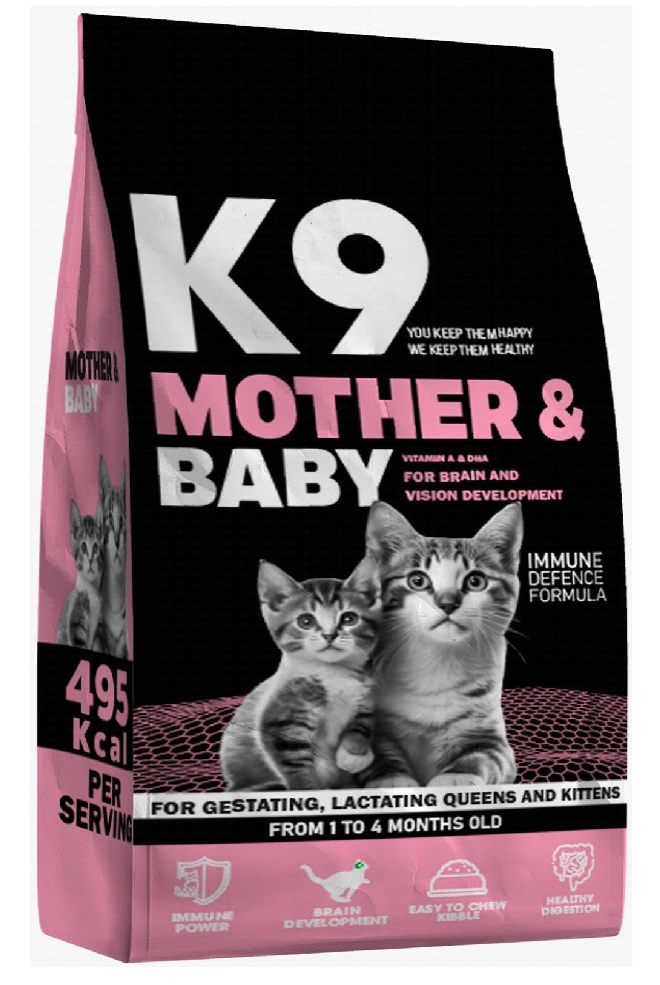 K9 Dry Food with Vitamins for Mother and Baby Cats 2 kg.