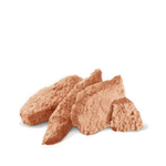 Three breaded chicken tenders on a white background