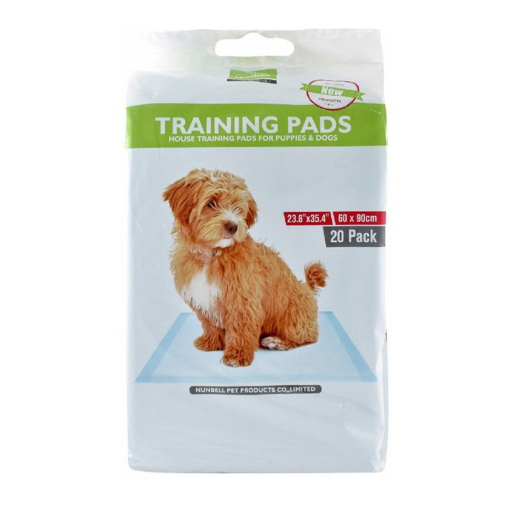 Package of dog training pads with a puppy on the label