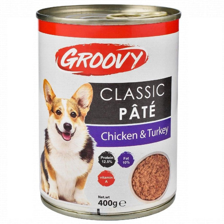 Groovy Wet Food For dogs classic pate chicken & turkey 400g.