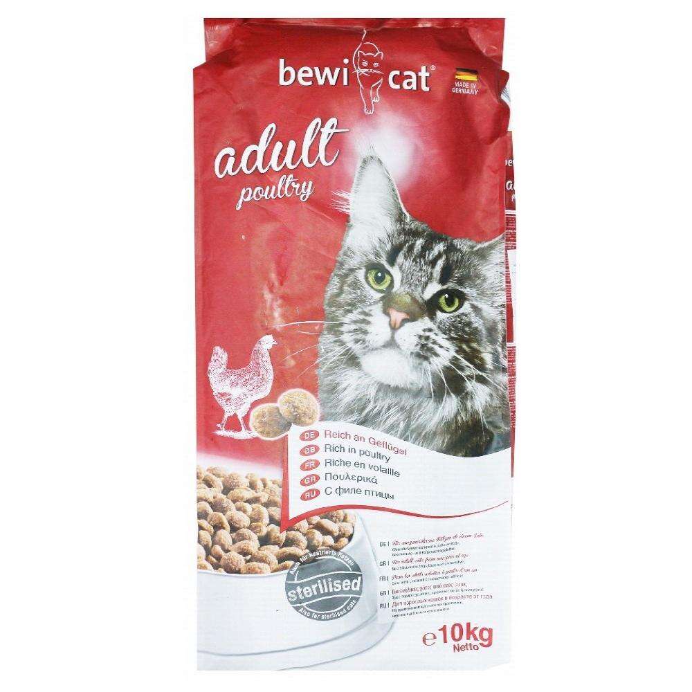 Bewi Cat Dry Food with Poultry for Sterilized Adult Cats 10 kg.