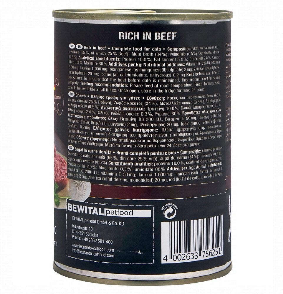 Leonardo Wet Food Rich In Beef For Adult Cats 400 gr.