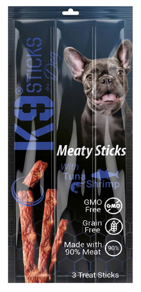 K9 Meaty Sticks Dog Treats - Pack of 3 (Lamb - Turkey - Tuna & Shrimp - Chicken & Liver - Duck).