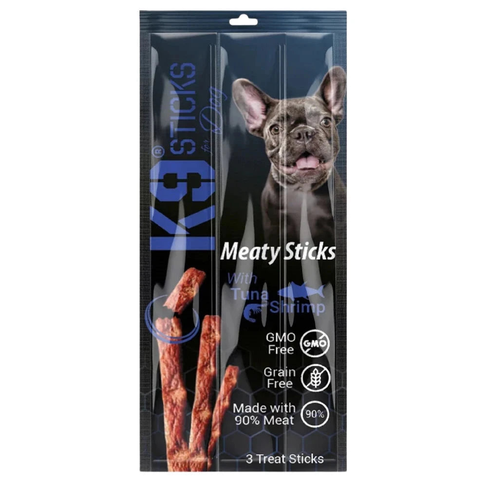K9 Meaty Sticks Dog Treats - Pack of 3 (Lamb - Turkey - Tuna & Shrimp - Chicken & Liver - Duck).