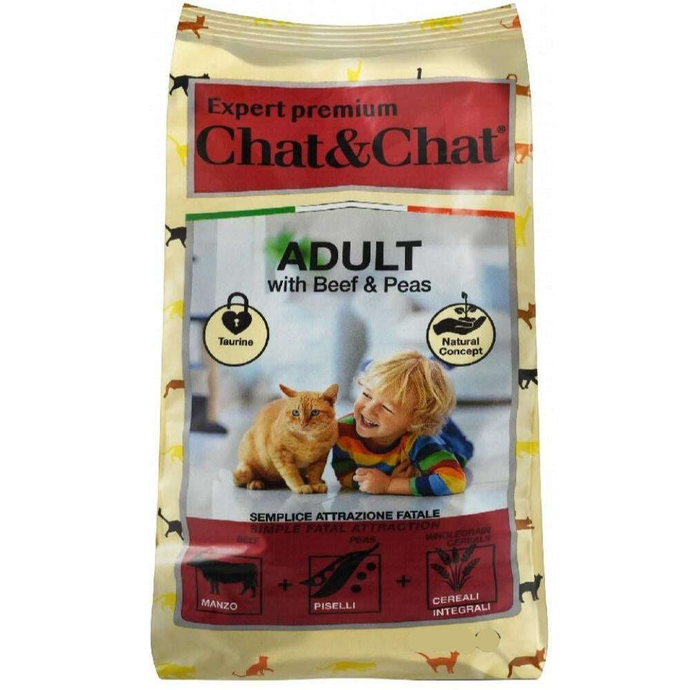Chat & Chat Dry Food with beef andPeas for Adult 900gr.