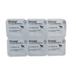Packaging of Drontal Plus tablets for dogs on a white background
