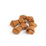 Set of brown scrunchies on a white background