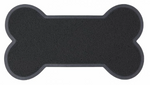 Black bone-shaped mat on a white background