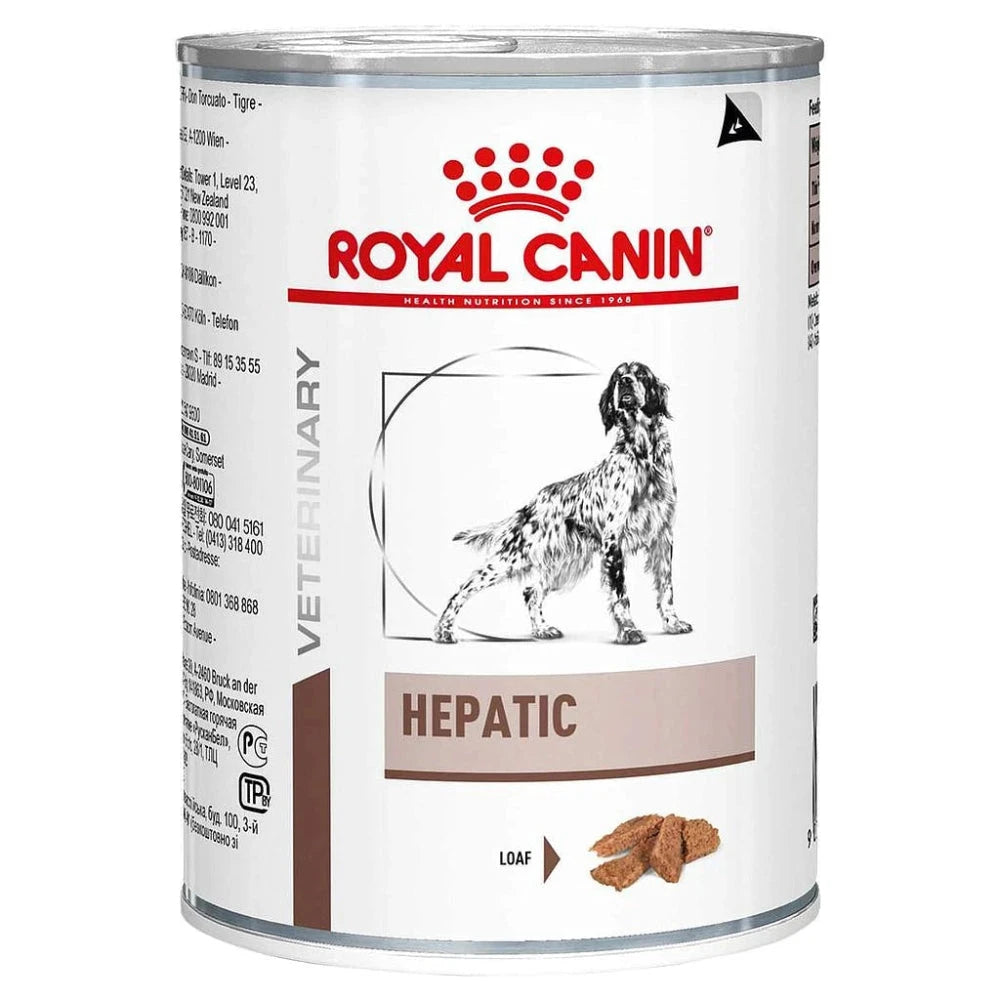 Royal Canin Veterinary Diet Hepatic can for dogs on a white background