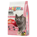 Migma Basic cat food package with a gray cat on a white background