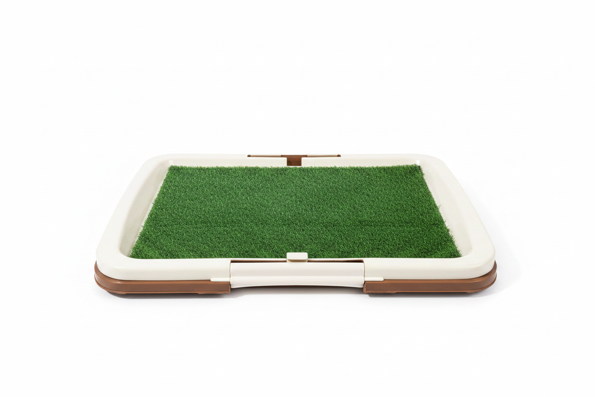 White Brown Pet Potty Tray - Front Angle