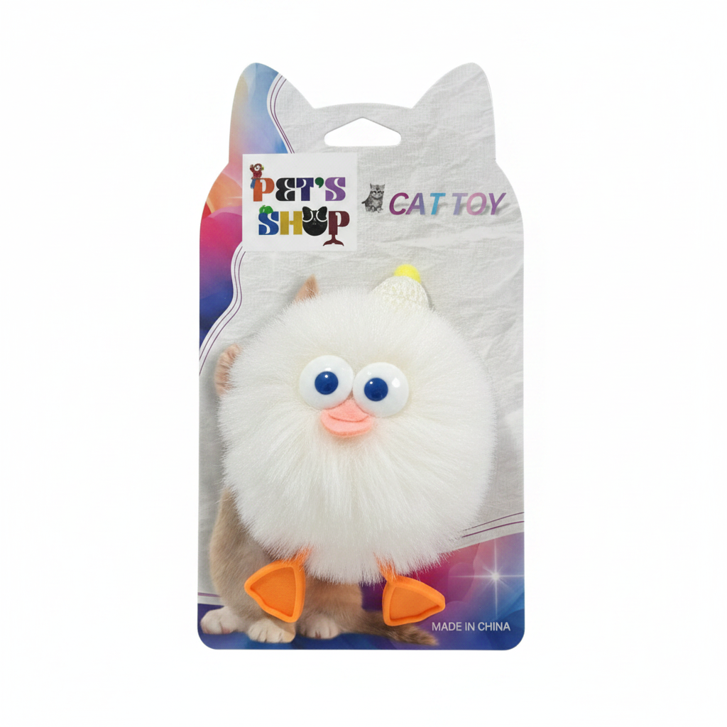 White Fluffy Bird Cat Toy