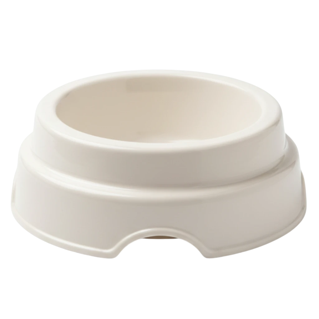 White Pet Food Bowl - White Background