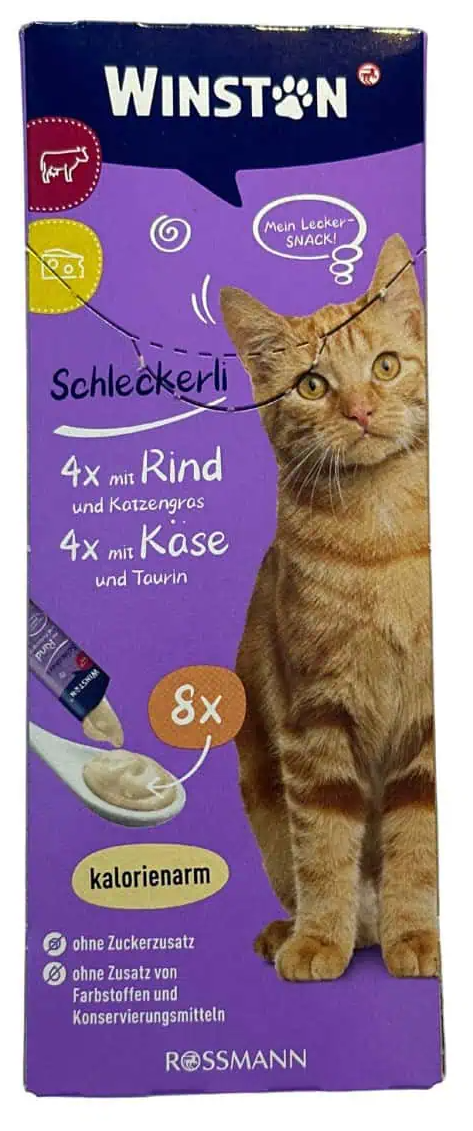 Winston Cat Treats Beef & Cheese with Grass & Taurine 8 Tube 120g