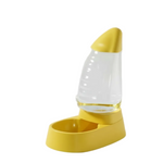 Yellow pet feeder on a white background with 'Orange Feeder' text.