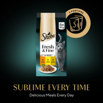 Sheba Fresh & Fine cat food package on a dark background
