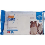 Pack of Omni Guard dog wipes with a dog on the packaging on a white background