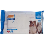 Pack of Omni Guard dog wipes with a dog on the packaging on a white background