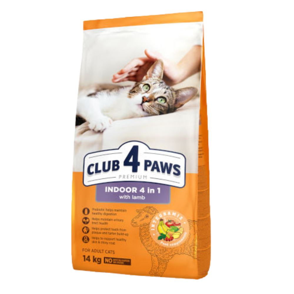 CLUB 4 PAWS Premium Indoor 4 in 1 With Chicken Adult Cats Dry Food 14kg
