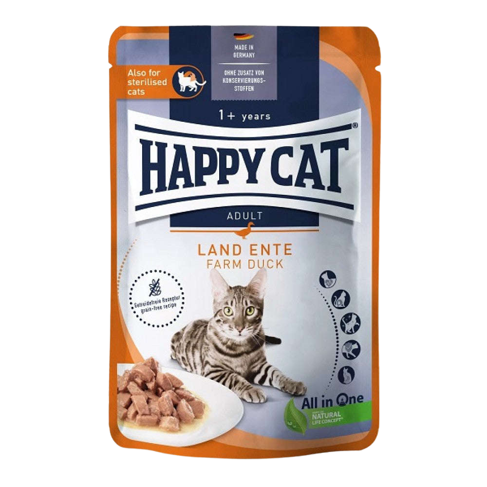 HAPPY CAT Wet Cat Food Sterilised With Duck 85g.