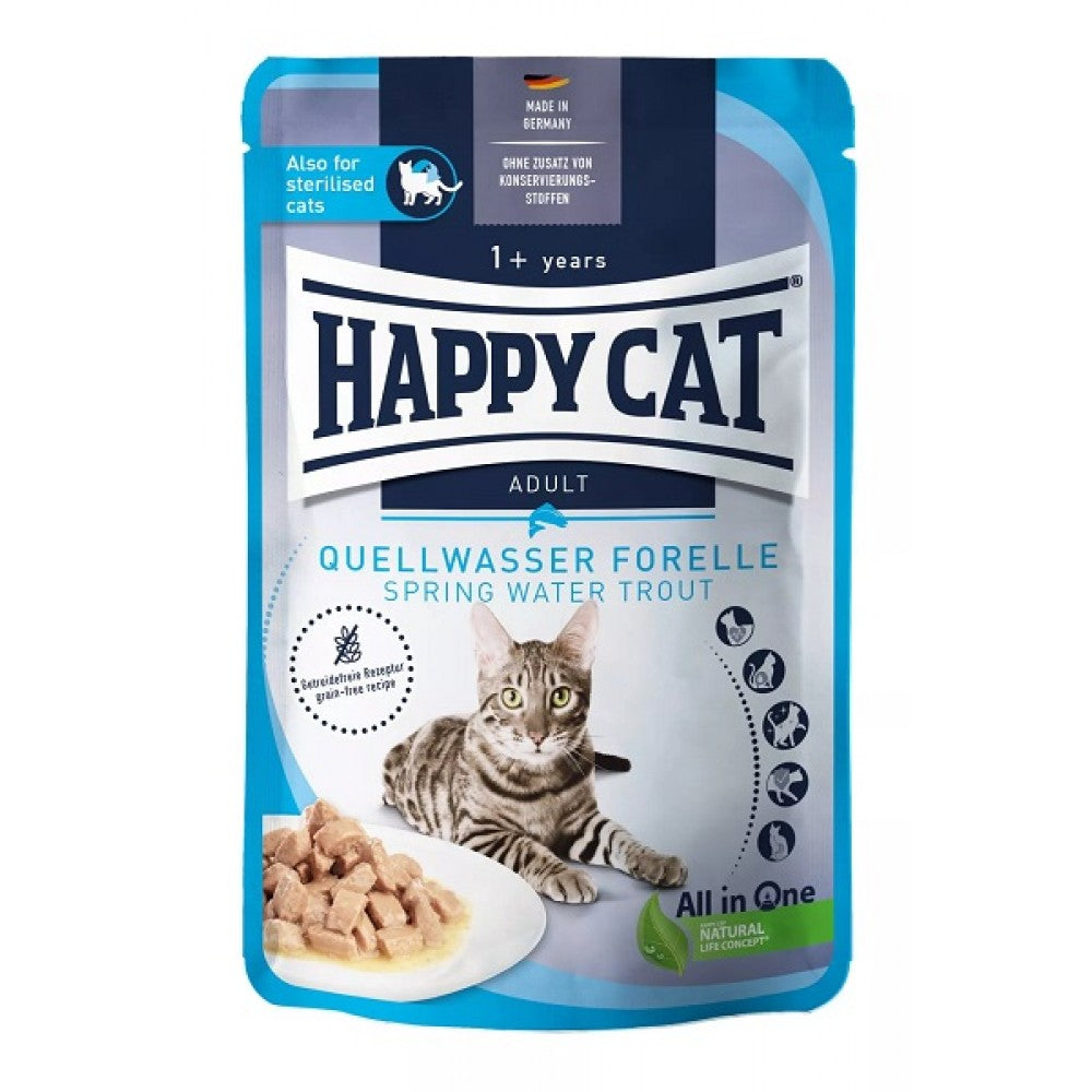 Happy Cat Wet Cat Food Sterilised With Spring Water Trout 85g.