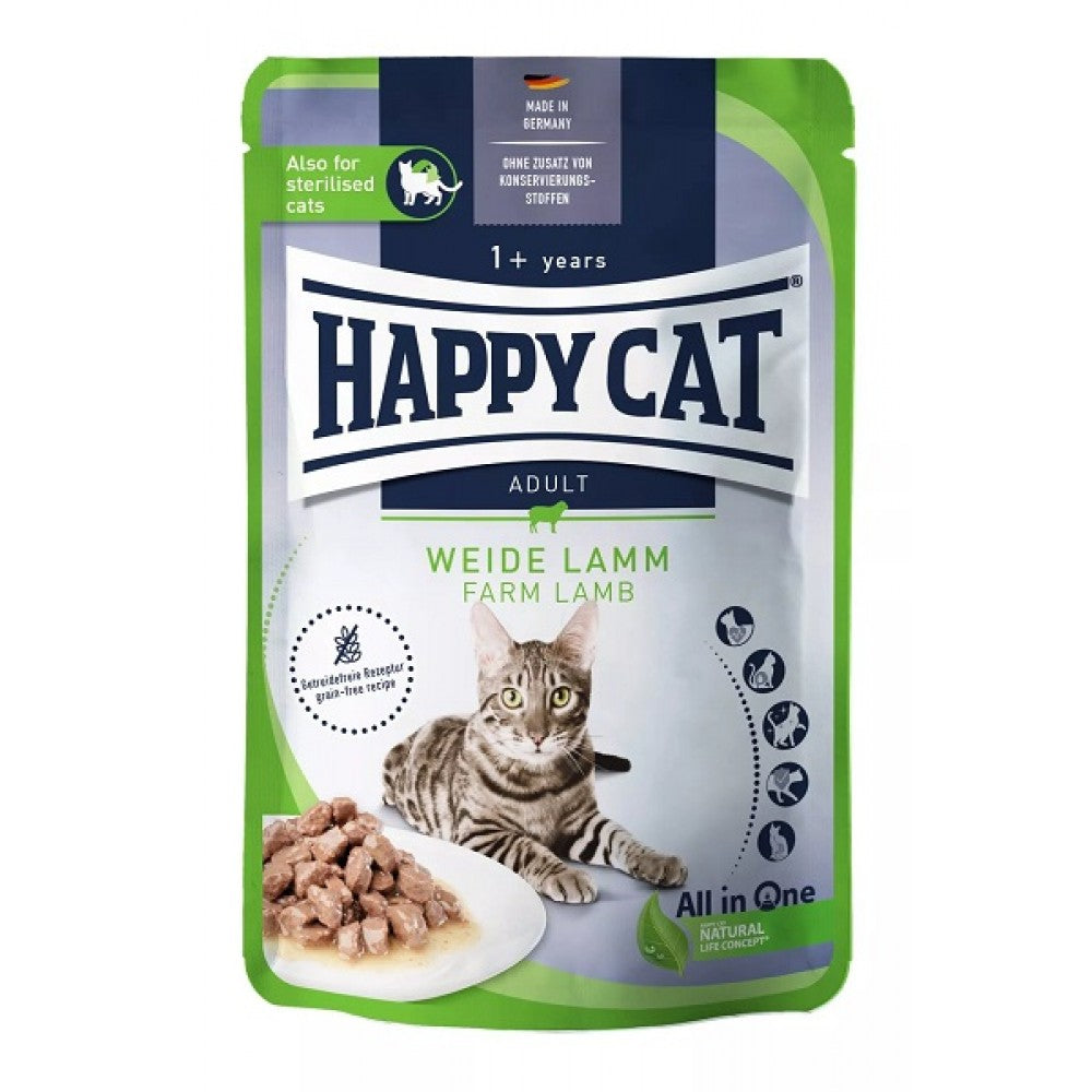 HAPPY CAT Wet Cat Food Sterilised Lamb 85g.