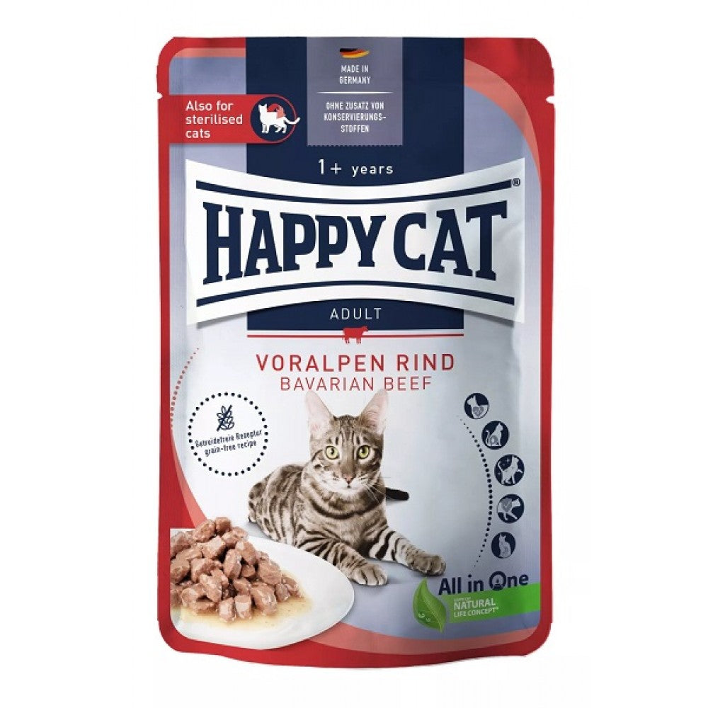 HAPPY CAT Wet Cat Food Sterilised With Beef 85g.