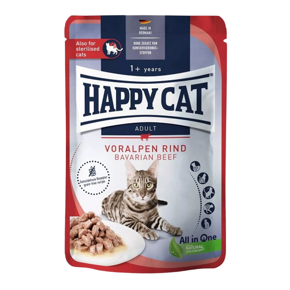 HAPPY CAT Wet Cat Food Sterilised With Beef 85g.
