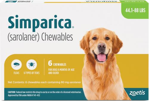 Simparica (Sarolaner) 80mg for Dogs 20–40kg – 1 Chewable Tablet