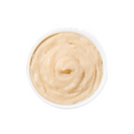 Beige cream in a white container on a white background
