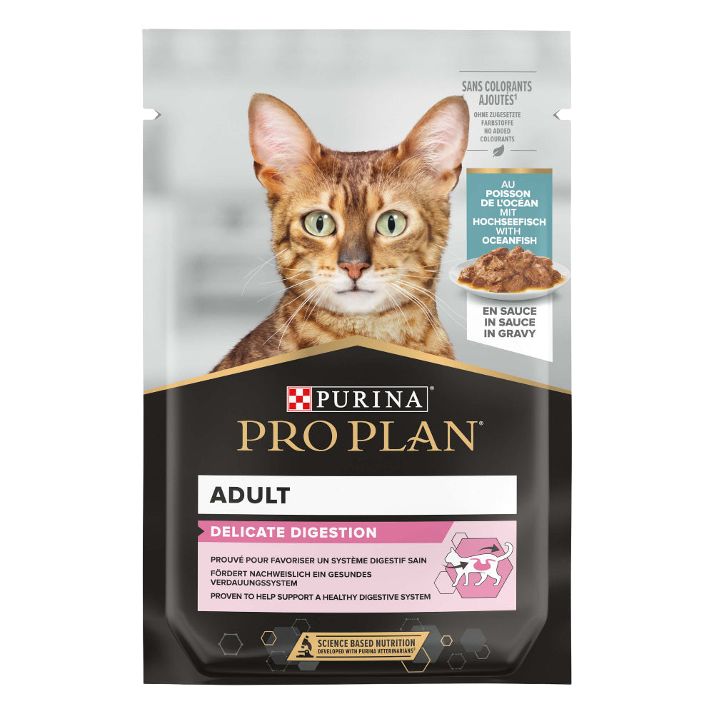 Pro Plan Nutrisavour Wet Food for Sensitive Cats with Ocean Fish in Gravy 85g.