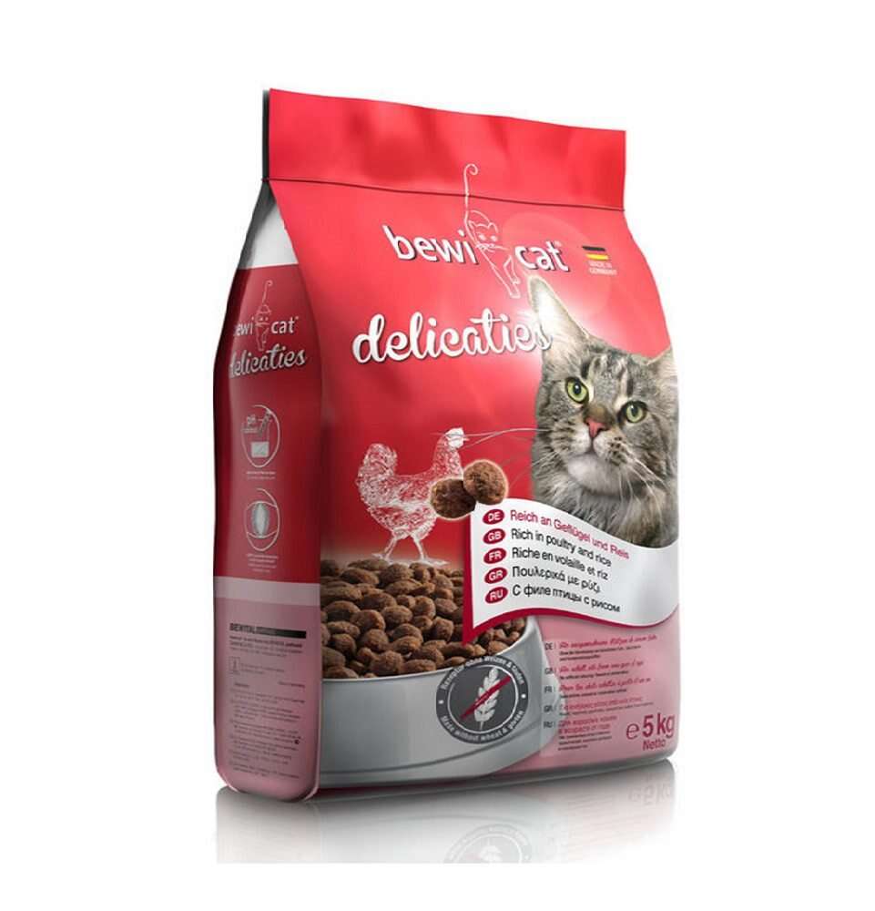 Bewi Cat Delicaties Dry Food with Poultry And Rice for Adult Cats 5 kg.