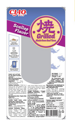 CIAO cat food package with scallop flavor on a white background