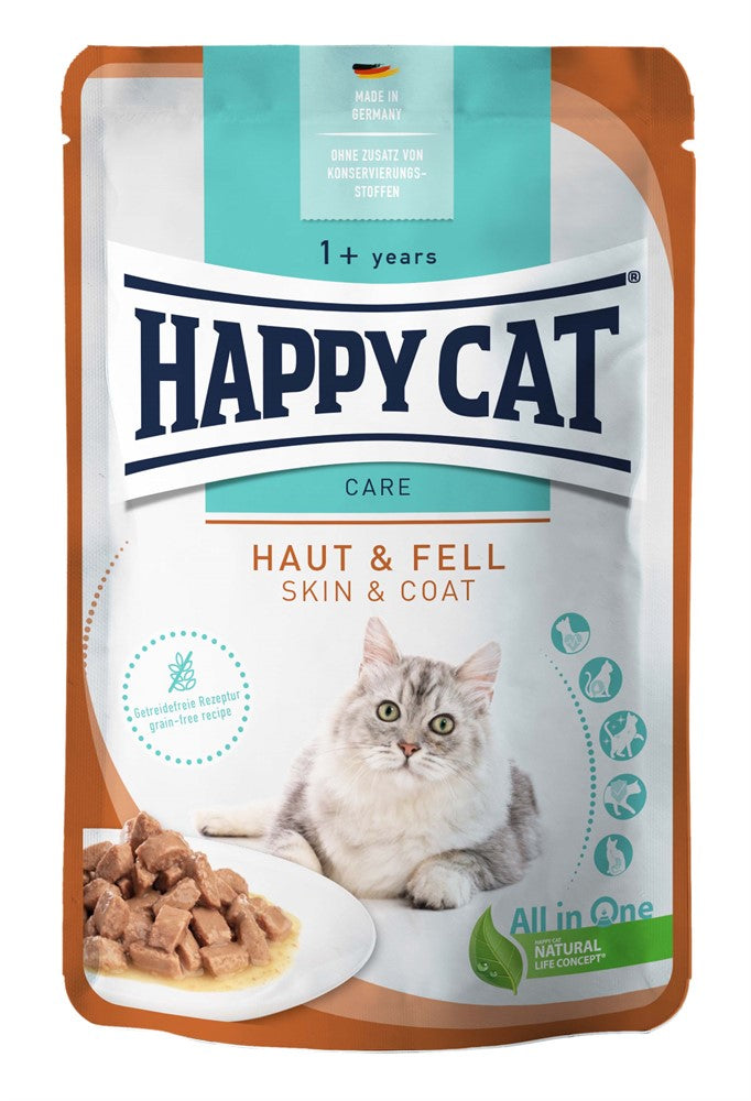 HAPPY CAT Wet Cat Food Meat and poultry Skin & Coat 85g.