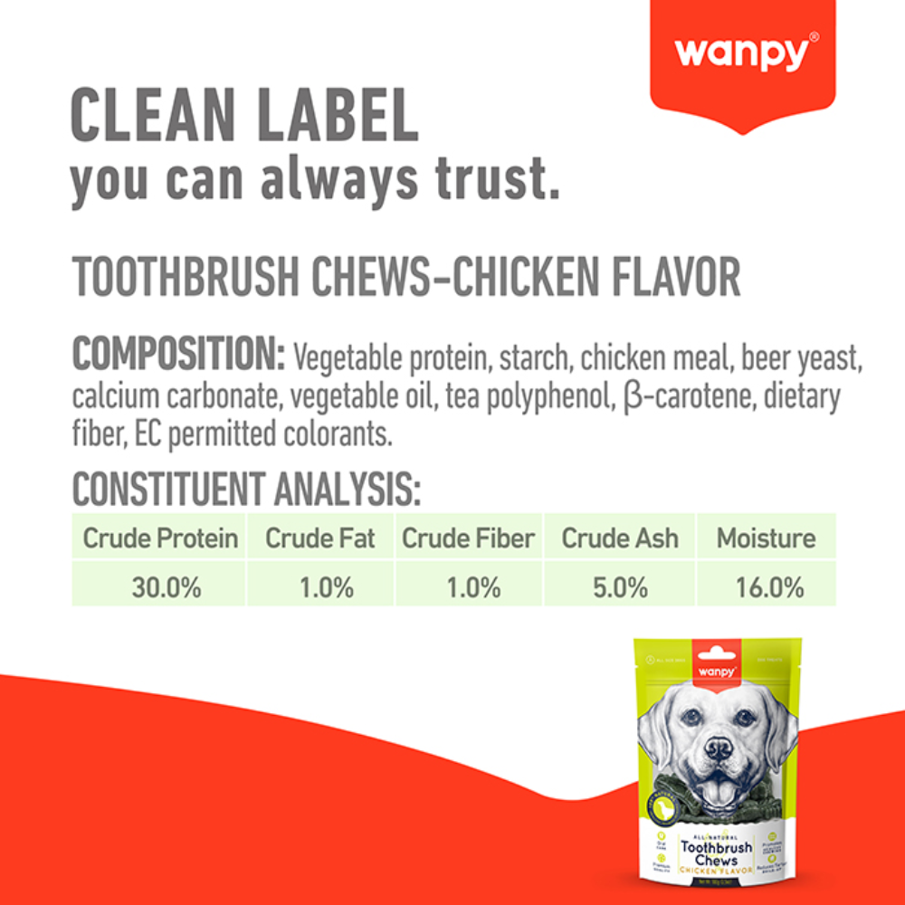 Wanpy Treat For Adult Dog Toothbrush Chews Chicken 100 g