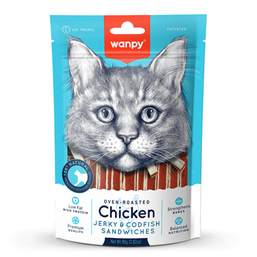 Wanpy Chicken Jerky & Cod Fish Sandwiches Cat Treat 80 g Petfast.shop Wanpy Cat Chewy Treat Exclusive Treats petfast.shop Egypt PWA6937S Default Title 250.00