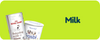 Two pet milk products with a green banner displaying the word 'Milk'.
