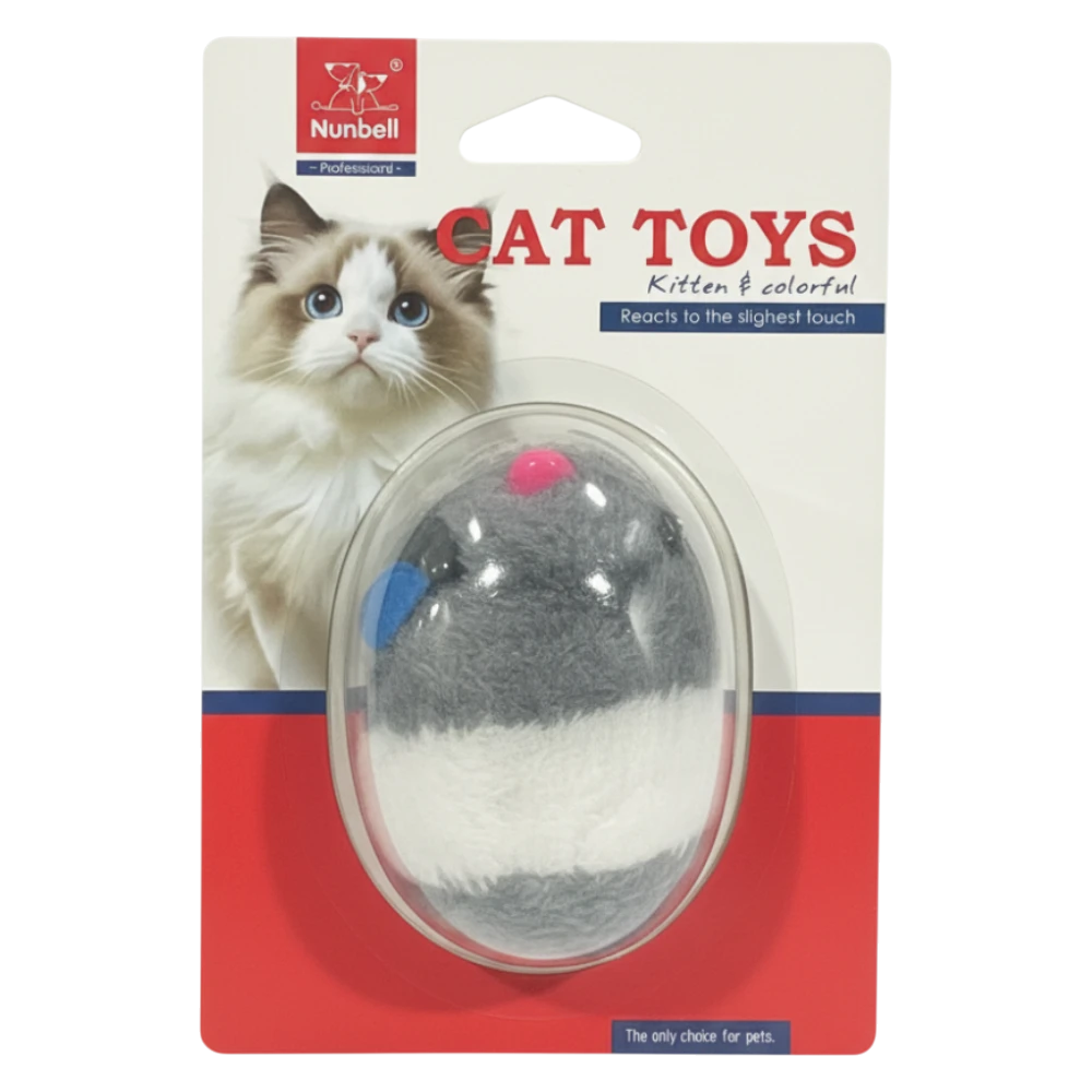 Cat toy packaging with a cat on a white background